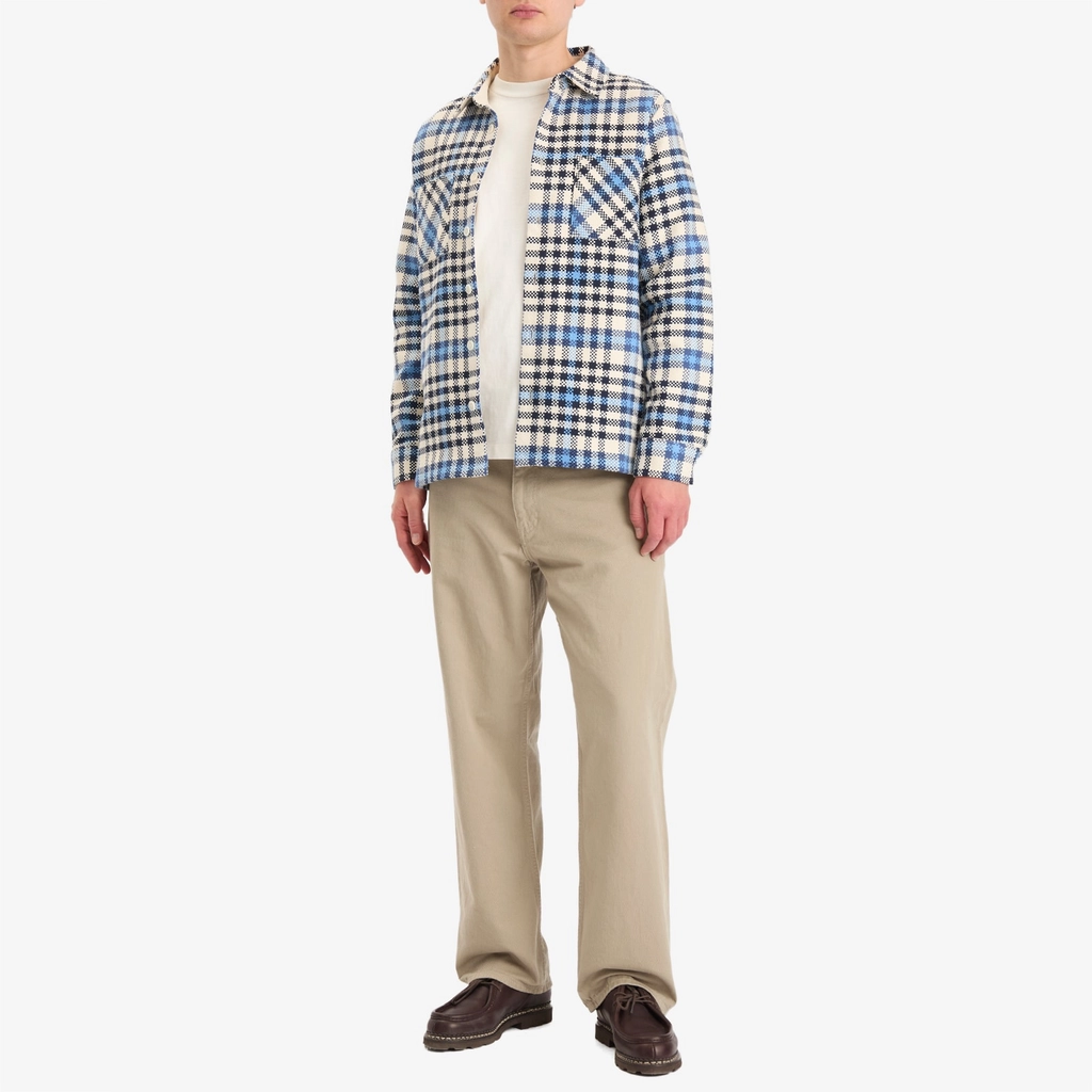 Wax London Men's Whiting Strand Check Overshirt Ecru/Blue